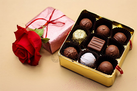 精美包装的巧克力甜品背景图片