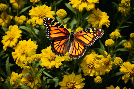 黄花间的蝴蝶背景图片