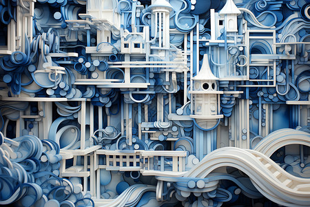 城堡主题蓝色系建筑空间背景图片