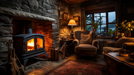 木壁炉冬季取暖壁炉背景
