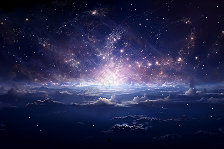 夜空中星云梦幻背景图片
