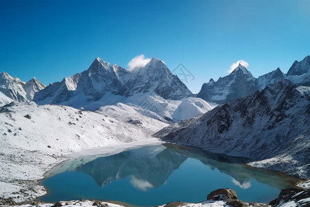 雪山与湖泊的壮丽景色背景图片