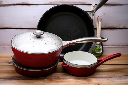 红白双色锅具背景图片