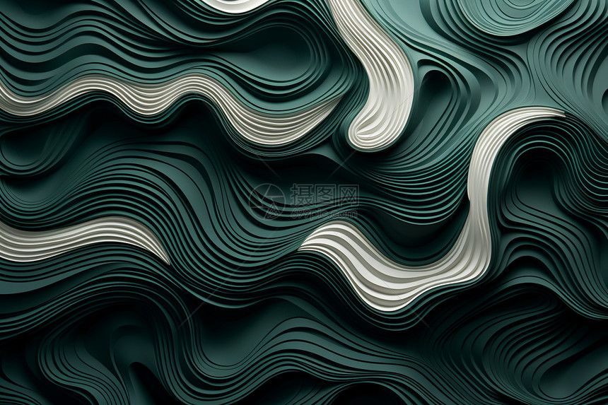 创意绿色波浪条纹背景图片