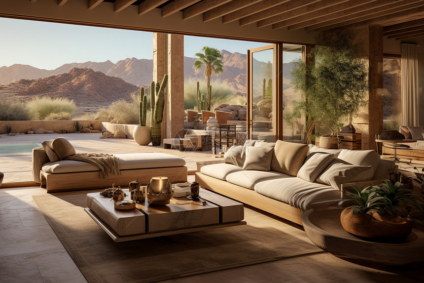 现代豪华建筑的沙漠橡树别墅图片