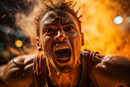 激情昂扬的篮球运动员背景图片