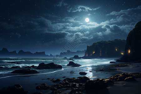 夜空下的满月背景图片
