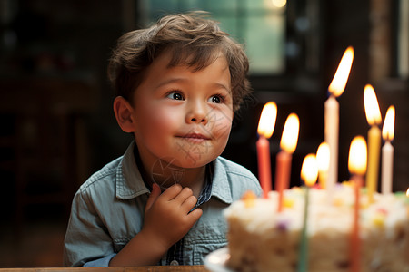 庆祝生日的纯真小男孩背景图片