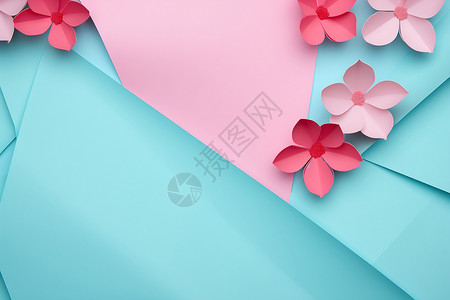 手工花朵装饰手工制作的彩色折纸装饰背景