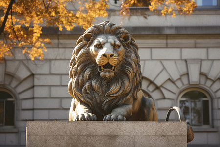 欧洲广场上的雄狮雕塑背景图片
