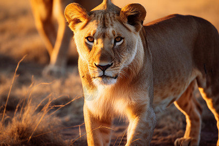 非洲草原上威猛的母狮背景