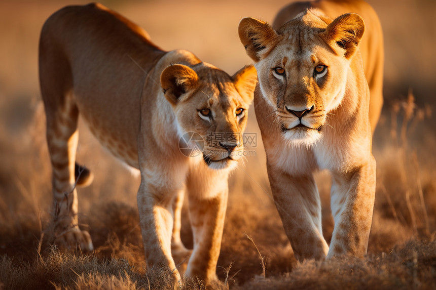 非洲草原上的母狮图片