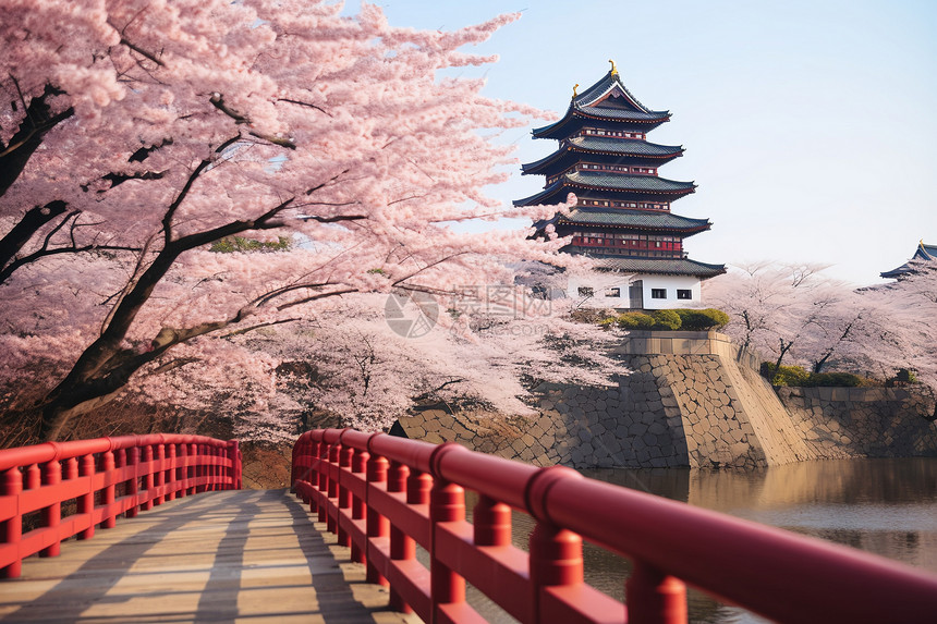 春季浪漫的樱花公园图片