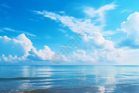 蓝天下平静的海面背景图片