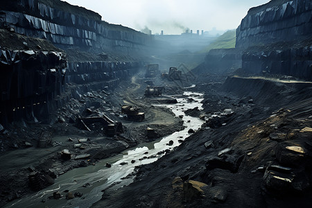 尘土飞扬的工业废墟背景图片