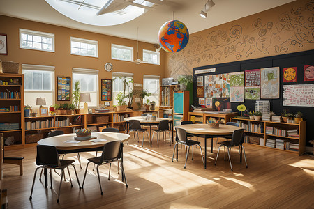 现代教室充满艺术感的图书教室背景