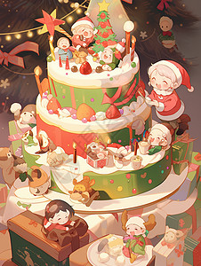 创意圣诞节主题蛋糕背景图片
