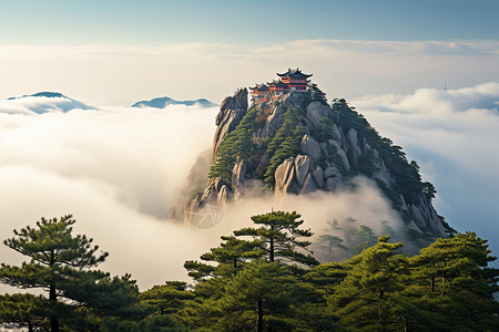 著名的华山山顶景观背景图片