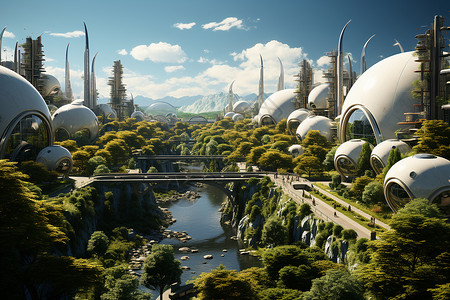 未来城市中心的生物气体厂背景图片