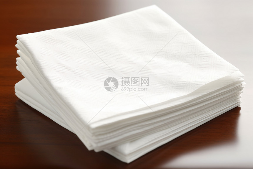桌上的白色餐巾图片