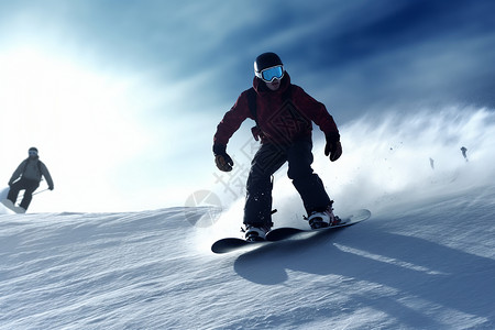 雪地滑板运动员背景图片