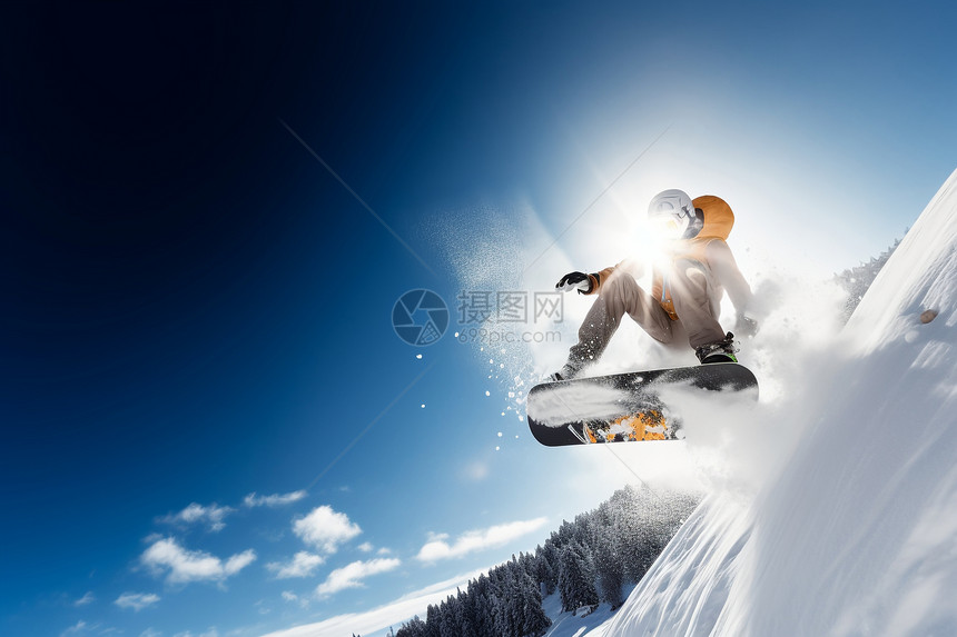 快乐滑雪的人图片