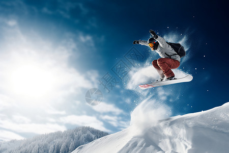 冬日空中滑雪高清图片