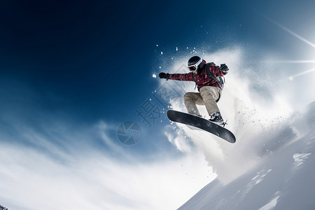 勇敢雪板者男人滑雪高清图片
