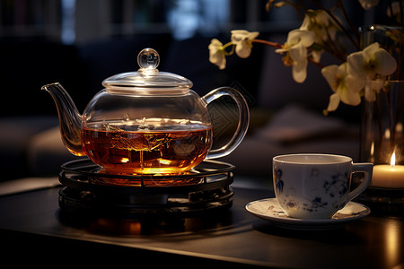 茶壶与茶杯的亲密对话背景图片