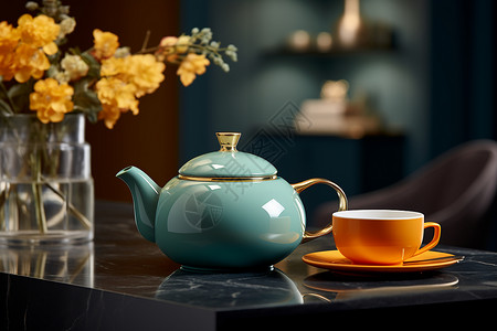 优雅禅意的茶具背景图片