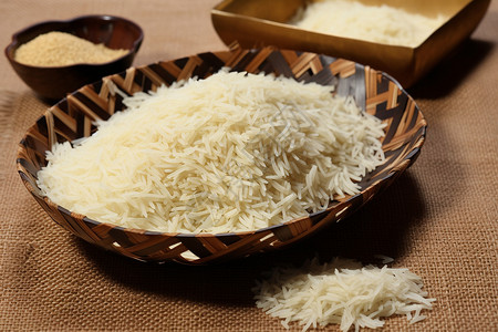 桌面上美味的大米食物背景图片