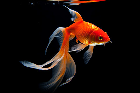 鱼缸里面游荡的金鱼背景图片