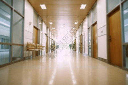 医院内宽敞的走廊背景图片