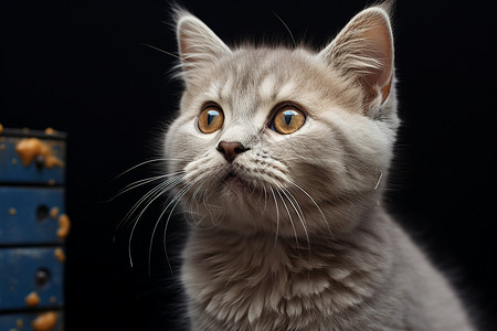 可爱的灰色猫哺乳动物高清图片素材