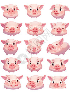 惊讶的猪猪头角色素材插画