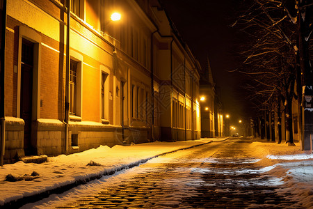 冬季房屋冬天的鹅卵石街道背景