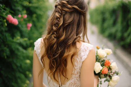 户外漂亮的新娘发型背景图片