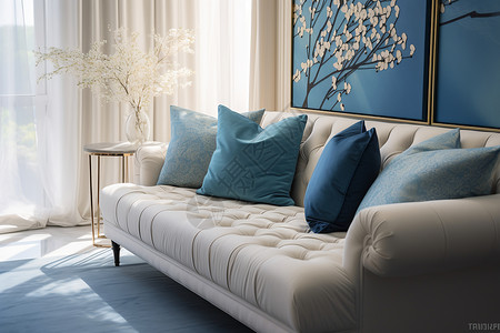 蓝色沙发背景背景图片