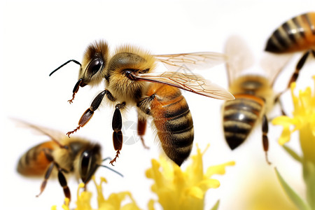 鲜花间的蜜蜂背景图片