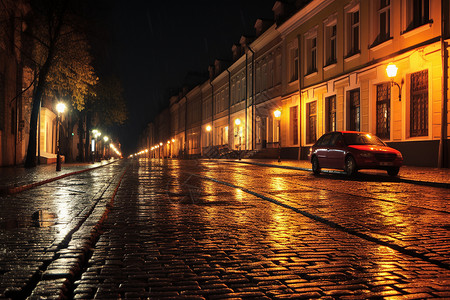 城市街道明亮的路灯背景图片