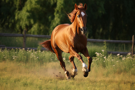 奔跑的棕色马匹背景图片