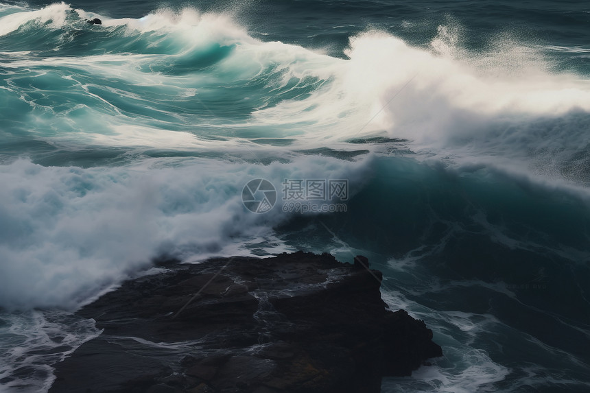 暴雨中的海浪图片