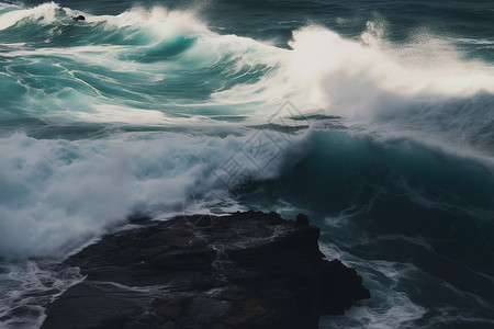 暴雨中的海浪背景图片