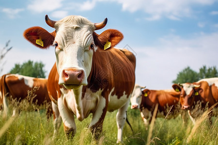 牧场上的牛群背景图片