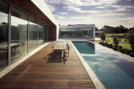 现代豪华泳池别墅建筑背景图片