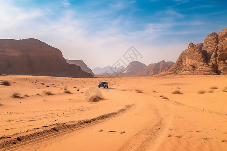 沙漠里的汽车背景图片