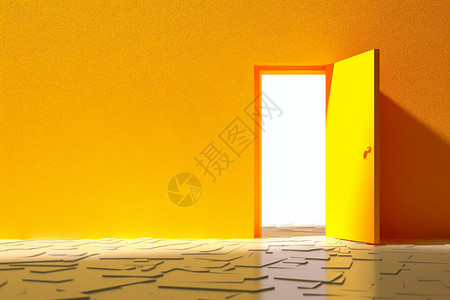 黄墙上的门背景图片