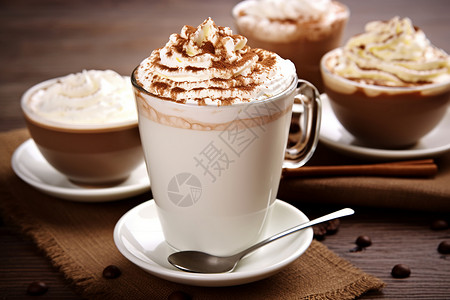 精心制作的奶油巧克力咖啡背景图片