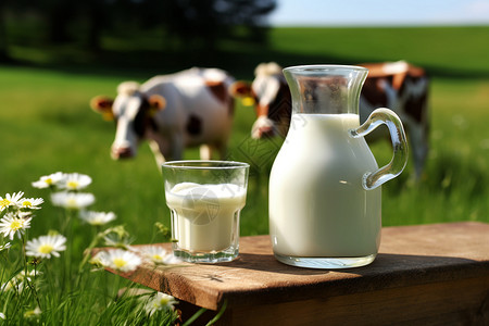 新鲜有机的牛奶高清图片