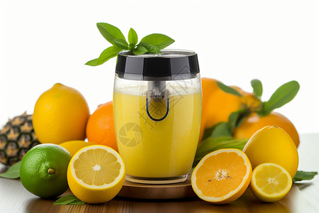 鲜榨的柑橘柠檬汁背景图片